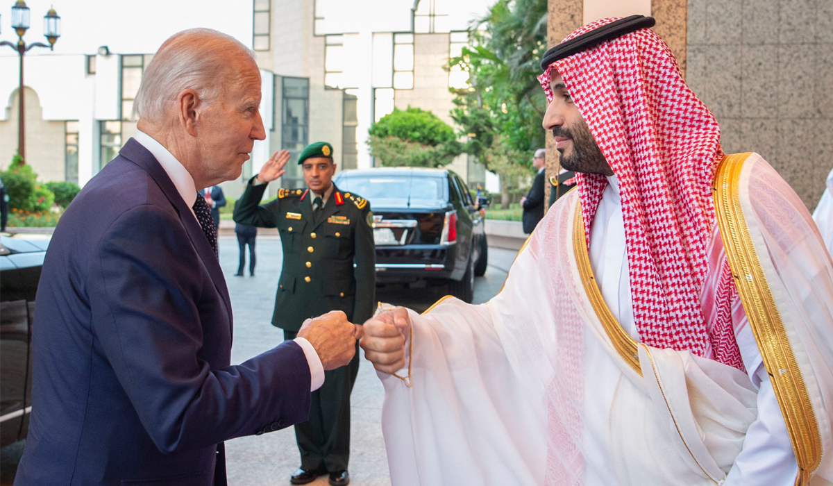 Saudi Crown Prince Mohammed bin Salman fist bumps US President Joe Biden